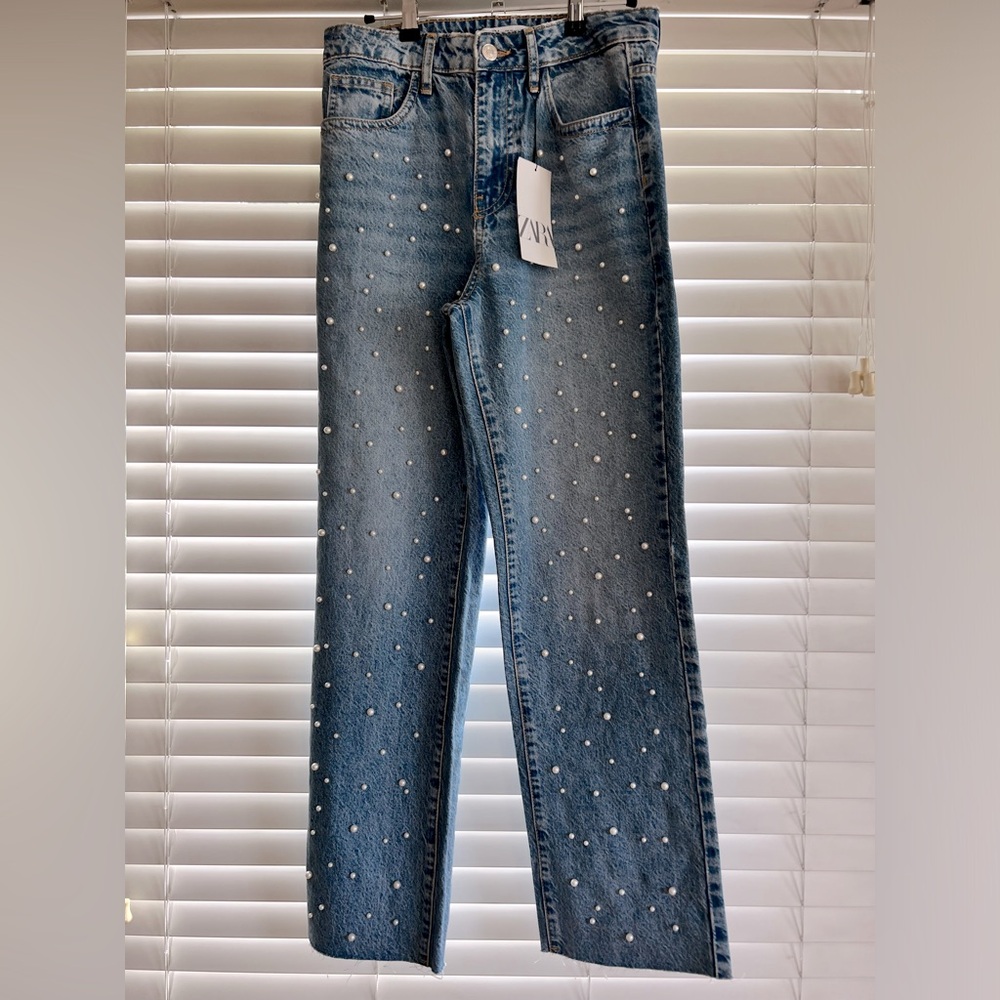 Zara jeans with pearls
